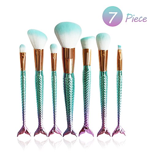 Winning Mermaid Makeup Brushes Set, 7pcs Beauty Cosmetic