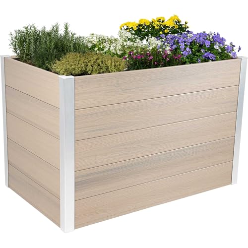 dobar® XL WPC-Hochbeet für den Garten als Bausatz - Erhöhtes Beet in Holzoptik ideal für Chili und Gemüse - 115 x 70 x 75 cm - Silbergrau