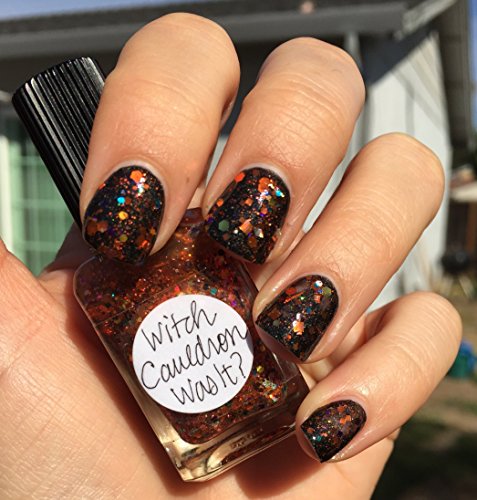 Lynnderella Multi Glitter Multi Color Orange Halloween Nail Polish—Witch Cauldron Was It?