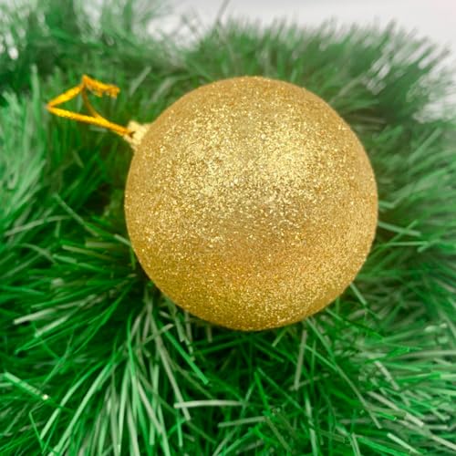 24 Enfeites Bola Dourada Glitter Arabesco Espelhada Arvore Natal Decoração Natalina Bolas Decorativa