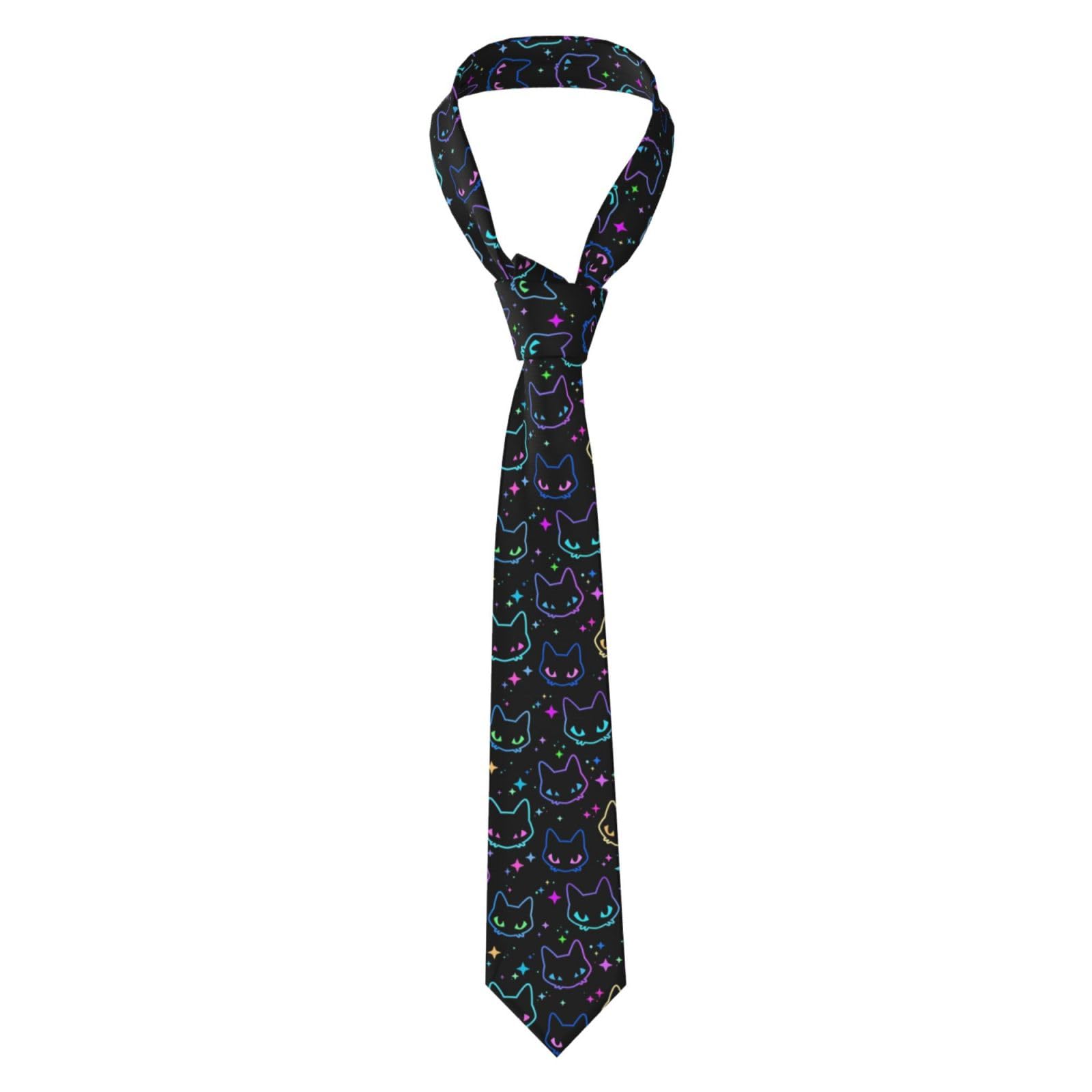 Oudrspo Men's As Pic Cute Animal Cat Print Ties Neckties Neck Tie Holiday Necktie Gifts Decor For Wedding Party Date