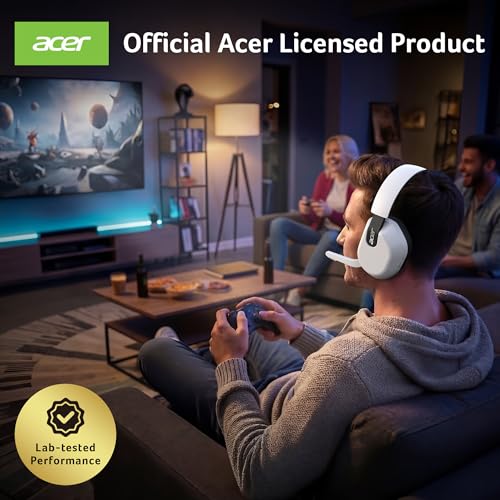 Acer Wireless Gaming Headset for PS5, 2.4GHz & Bluetooth 6.0 Gaming Headphone with Flip-to-Mute Mic, Lightweight, 70H Battery, Compatible with PS4/PC/Switch - White - image 9