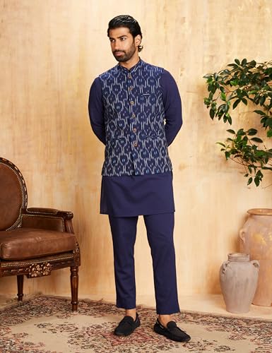 Image of Amazon Brand - Symbol mens Cotton Nehru Jacket Kurta Pant Set (3pcs)