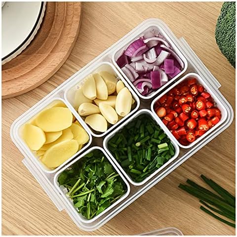 Spida Mount 6-In-1 Kitchen Scallion Storage Box, Reusable Refrigerator Fruit Food Fresh-Keeping Drain Box, Multi Compartment Food Container (1 Set) Cover