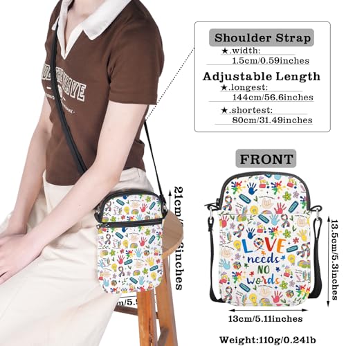 CMNIM Autism Awareness Gifts Love Needs No Words Autism Crossbody Bag Asperger Awareness Gifts for Women Autism Mom Purse4