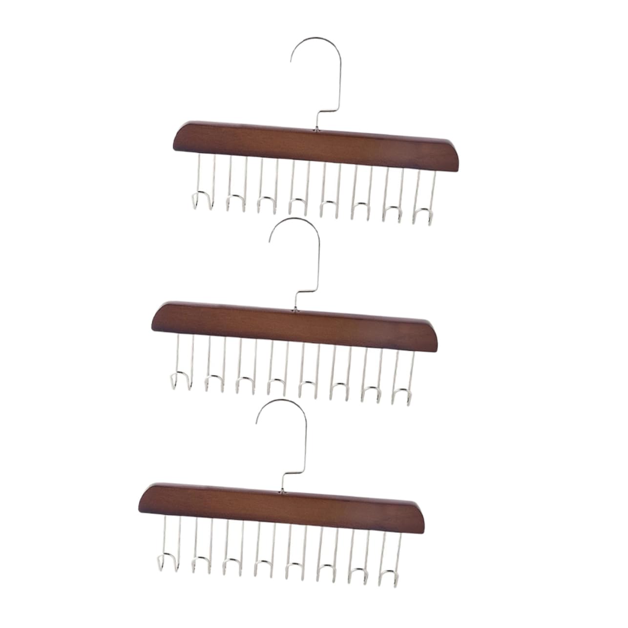 Alipis 3pcs Multipurpose Closet Hanger with Hooks Vintage Color Scarf and Tie Organizer Space Saving Wardrobe Storage for Neckties Bras and Tank Tops