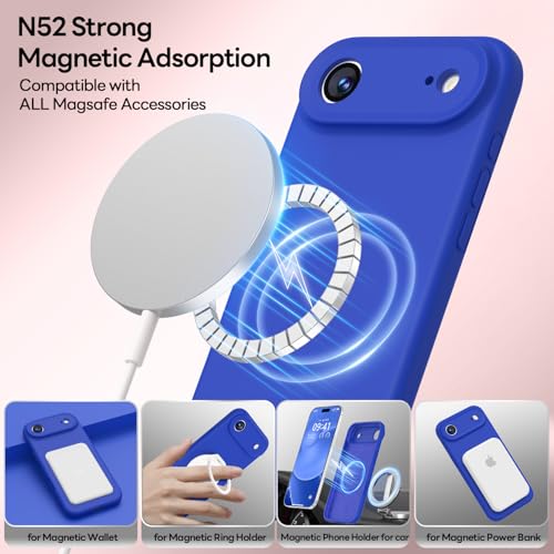 Image of LOVE 3000 Designed for iPhone Air Case, Premium Silicone [Compatible with Magsafe][Soft Anti-Scratch Microfiber Lining] Shockproof Protective Phone Case for Men Women 6.5 inch, Klein Blue