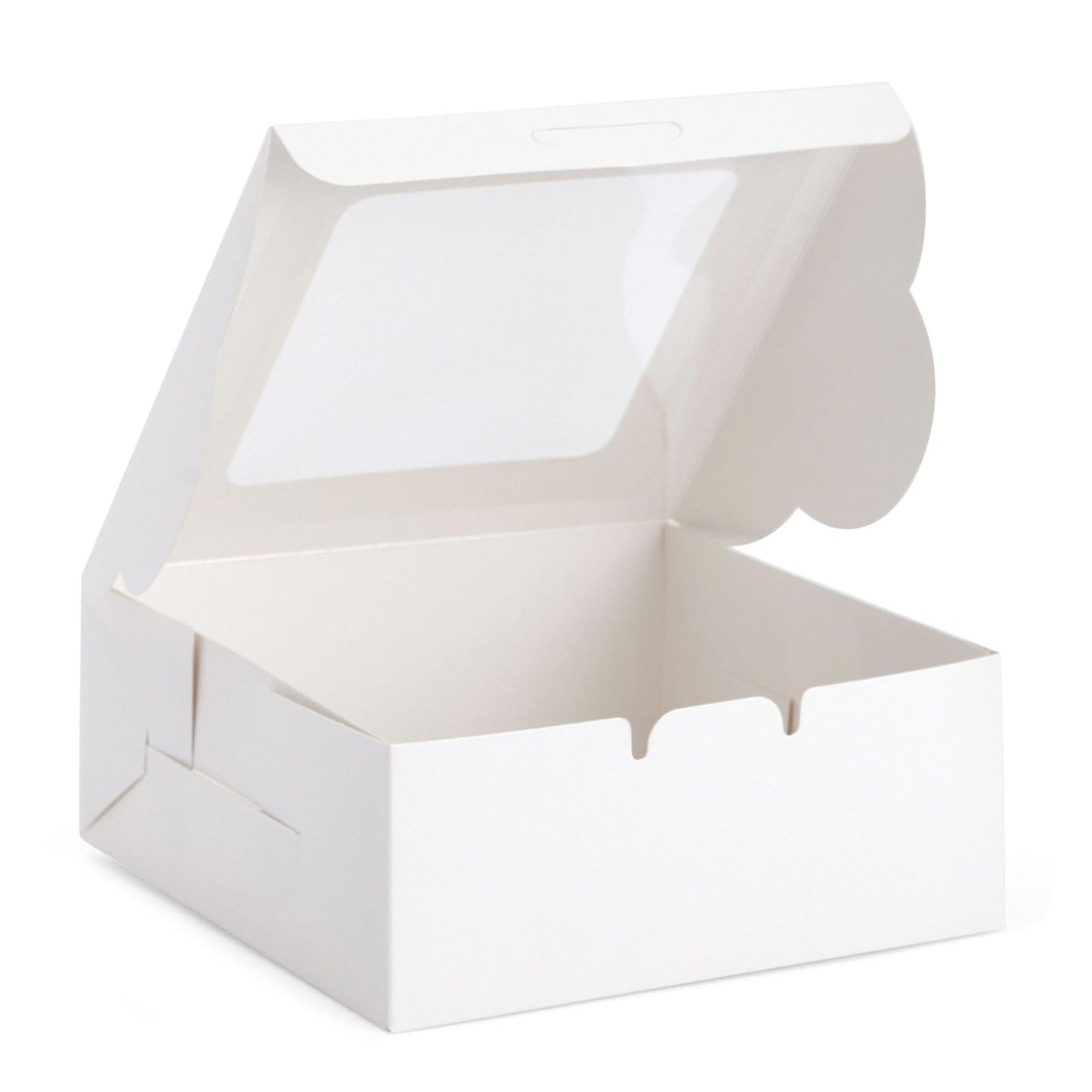 Juvale - Caja para repostería con ventana (15,2 x 15,2 x 6,3 cm, 50 unidades), color blanco