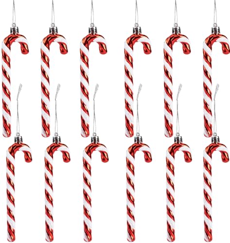 12 Stück Glitzer Weihnachtsbaum Deko Zuckerstangen Anhänger 14 cm...