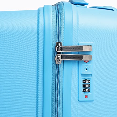 Image of SWISS MILITARY Star Luggage Bag, Textured Hard-Sided Trolley Bag, Cabin Luggage, Overnighter Trolley Bags|Durable ABS Body, Ergonomic 360 Rotatable Wheels, TSA Lock, 20 inches, Sky Blue, 1