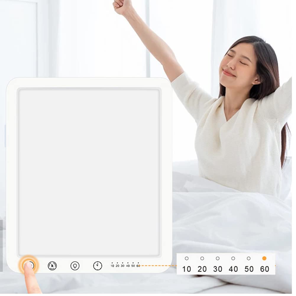 Lampe De Luminothérapie, 15000Lux Lampe SAD, Avec 3 Modes De Couleur & 3000K-6500K, 5 Niveaux De Luminosité, 6 Paramètres De Minuterie, Spectre Complet Lampes Tristes Pour Dépression,Blanc
