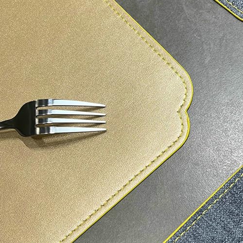 Set de table rectangulaire lot de 2 napperons impermeables bleu or - 7
