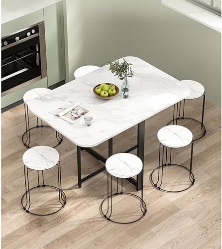 Folding Dining Table Set, Dining Room Table,Drop Leaf Extendable Versatile Table Space Saving,Kitchen, Dining Room Table (Black 4 stools) 7 Folding Dining Table Set, Dining Room Table,Drop Leaf Extendable Versatile Table Space Saving,Kitchen, Dining Room Table (Black 4 stools) - Image 7