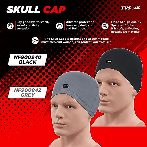 Image of TVS Men's Cotton Racing Skull Cap-Grey (Free Size)