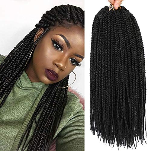 7 Packs 18 Inch Medium Crochet Box Braids Box Braids Crochet Hair Extensions 3X Box Braided Crochet Hair Kanekalon Synthetic Braiding Hair 24 Strands/Pack (1B)