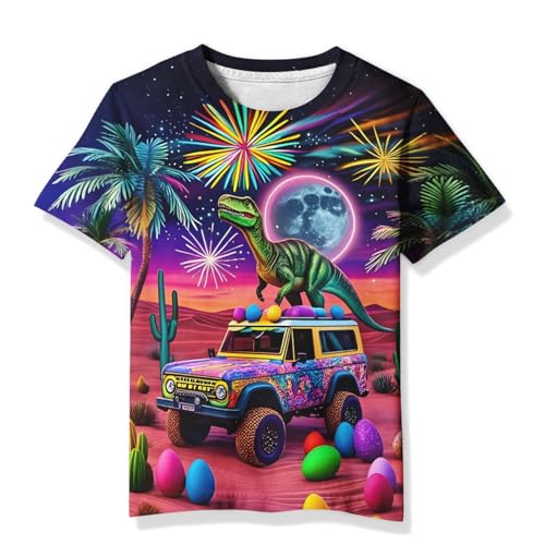 Image of Linnhoy Kids 3D Print Fashion Graphic T-Shirts for Boys Girls 6-16 Years | Unisex Colorful Short Sleeve, Crewneck, Breathable Fabric, Suitable for Daily Sport Festival Wear