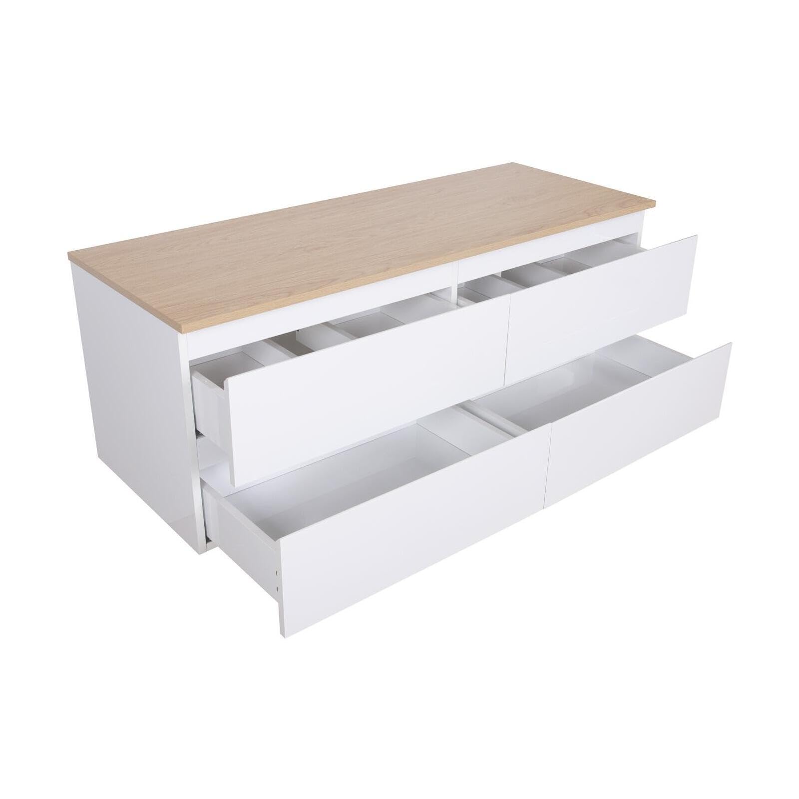 MOB-IN Set mobile doppio lavabo bianco 120 cm + 2 lavabi + 2 specchi + 2 rubinetti + colonna Sorrento