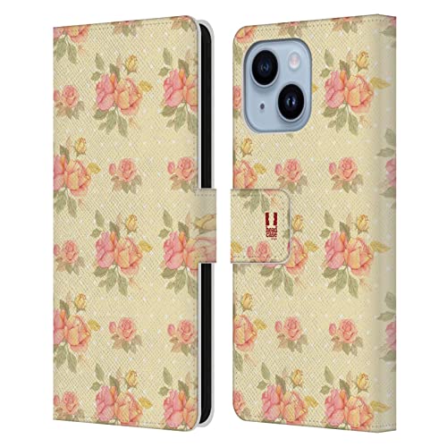 Étui portefeuille cuir iPhone 14 Plus protection clapet motif floral rose
