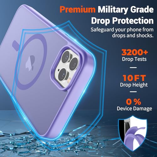 Image of SUPFINE Magnetic for iPhone 11 Pro Max Case Purple | (Compatible with MagSafe)(Military Grade Drop Protection)Shockproof Translucent Matte Phone Cover