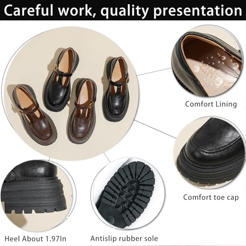 Women's Chunky Heel T-Strap Mary Jane Shoes Round Toe Platform Anti-Slip Lug Sole Adjustable Ankle Strap Dress Shoes for Work Weddings & Daily Wear3