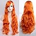 Produktbild Frauen Perücke Lange Natürliche Lockige Wellig Premium Hitzebeständige Kunsthaar Perücke Cosplay Kostümfest Halloween Kostüm Haarteil Schwarz A/Orange