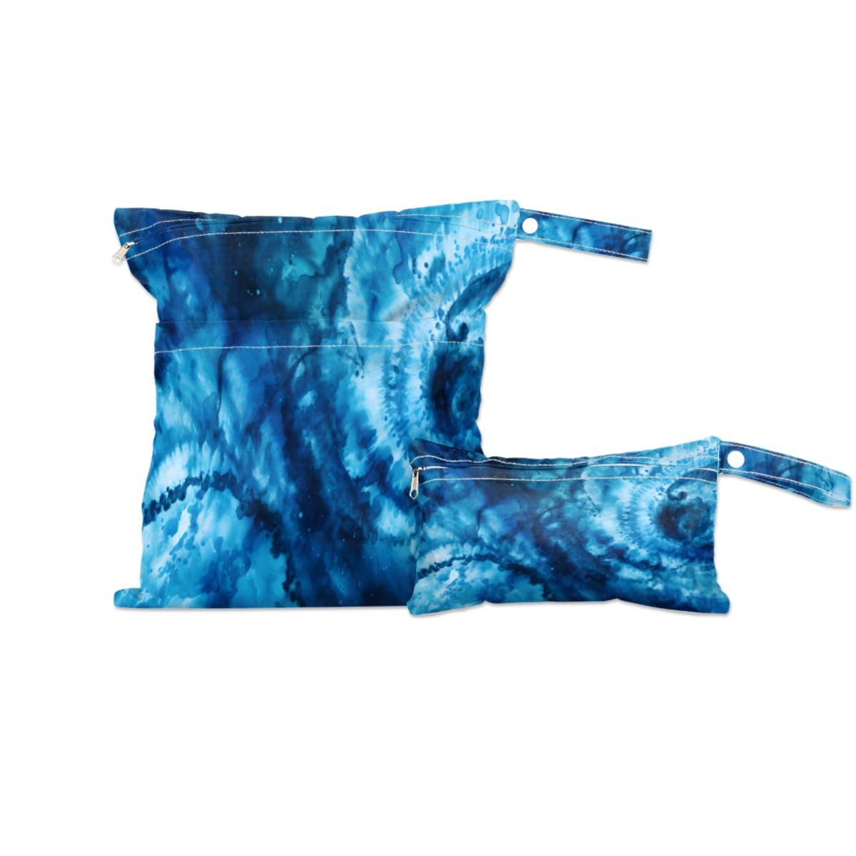 Pardick 2 Set Swirl Tie Dye Wet Dry Bags for Baby Cloth Diapers Waterproof Reusable Storage Bag for Travel,Beach,Pool,Daycare,Stroller,Gym,Laundry,Dirty Clothes,Swimsuits, Blue Swirl Design Wet Bag