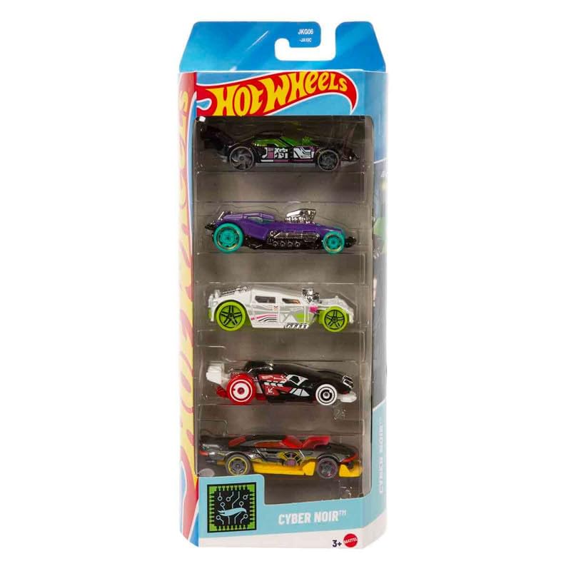 Image of Hot Wheels Car 2026 Cyber Noir Pack of 5 (GT Hunter, Mod Speeder, Davancenator, Fusionbusta, Lethal Diesel) Multi - Color