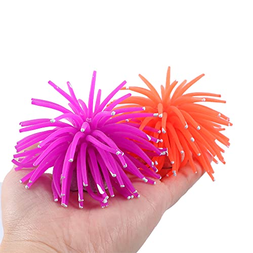 Image of Vctitil 6Pcs Colorful Silicone Aquarium Fish Tank Artificial Coral Plant Underwater Ornament Artificial Sea Urchin Ball for Fish Tank Decoration