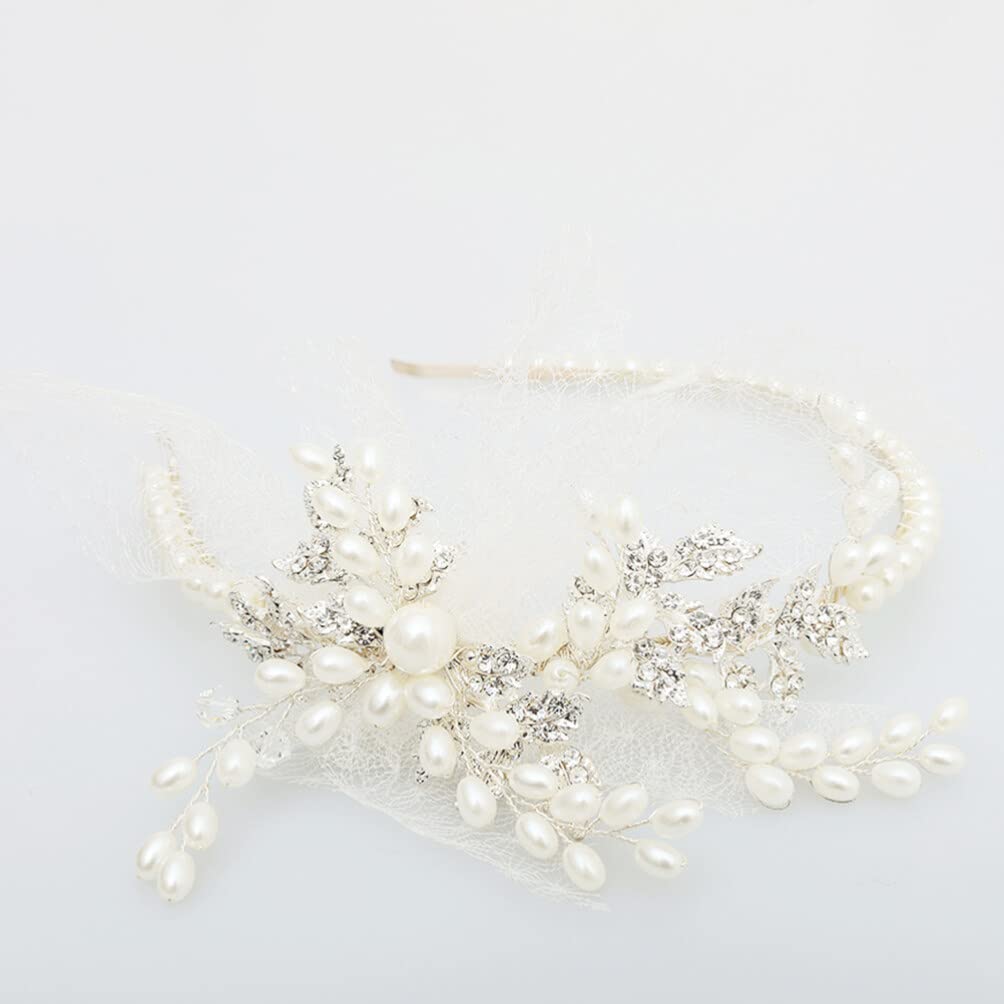 FRCOLOR 2 Piezas Diadema De Boda De Diamantes De Imitación Cristal Tocados De Boda Accesorios Para El Cabello De La Novia Aro De Pelo Nupcial Perder Lámina Velo
