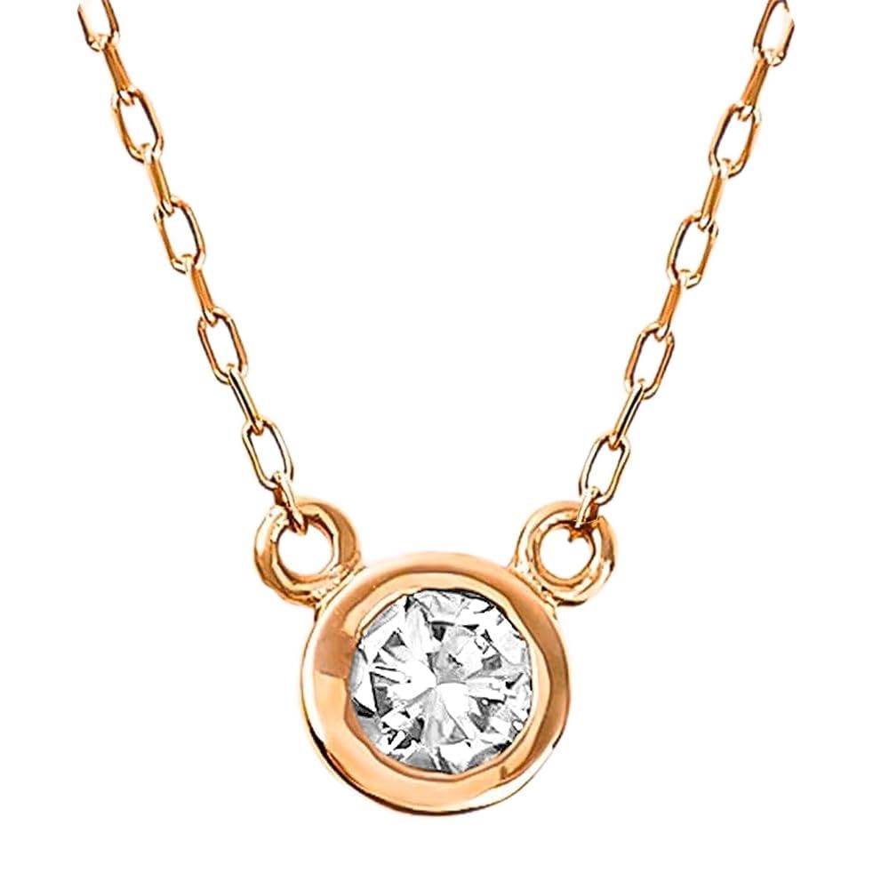 Amazon | PLUSTER ダイヤモンド ネックレス 一粒 K10 ゴールド (本物