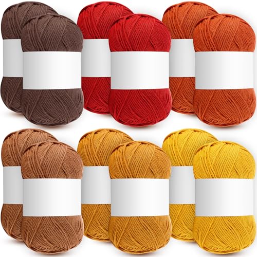 Timgle 12 Skeins Autumn Yarns Soft Fall Color Cotton Yarn