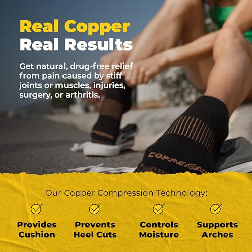 CopperJoint Black Ankle Compression Socks for Women- Breathable Copper Compression Socks Men, Low Cut Sock With Arch Support3