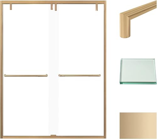 Transolid EBPT608010C-T-CB Eden 56-60 pulgadas de ancho x 80 pulgadas de alto Puerta de ducha doble corredera sin marco con exclusiva tecnología