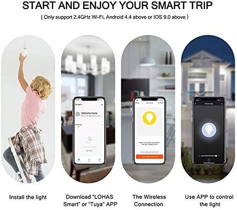 LOHAS Smart Light Bulb Dimmable LED Daylight Bulbs A19, WiFi LED Bulbs, Compatible with Amazon Alexa, Google Home, Remote Control by Smartphone iOS & Android, 50W LED Light Bulb Equaivalent, 2Pack