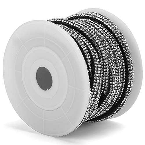 5 Yards Rhinestone Ribbon Trim Crystal Rhinestone Ribbon Sparkling Rhinestone Ribbon Mesh Wrap Roll Bling Arts Crafts Event Decorations for Clothing Dress Belt Collar Hairpin Shoes Accessory(Black) - Image 2