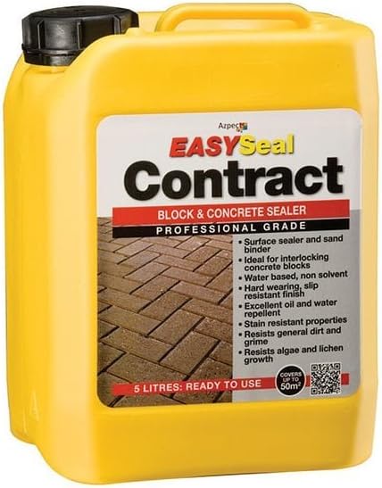 EASYSeal - Contract Block & Concrete Sealer. Oil & Waterproof Outdoor Sealant for Block Paving Slabs. 5L Water-Based Acrylic Driveway Sealer Block Paving Patio Seal.