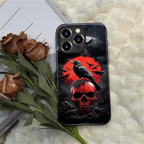 Coque iPhone 14 Pro Max crâne rouge corbeau antichoc protection - 3