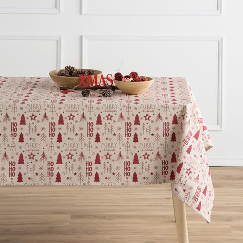 MINT DECO Nappe anti-taches 100 % coton Hoho Rouge 140 x 300