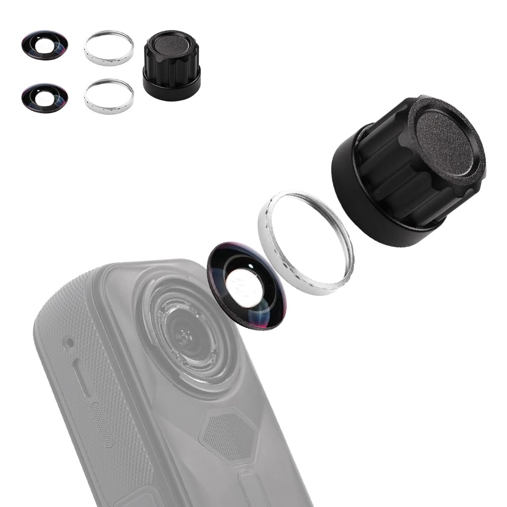 Lens Replacement Kit for Insta360 X5, Portbale [2 Pcs] Optical Glass Cover with Removal Tool + 2 Gray Base, Easy Installation, Lens Guard Camera Kit for Insta 360 X5 Accessories