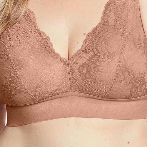 Image of Glamorise Women's Lace Plunge Bralette Wirefree #7013