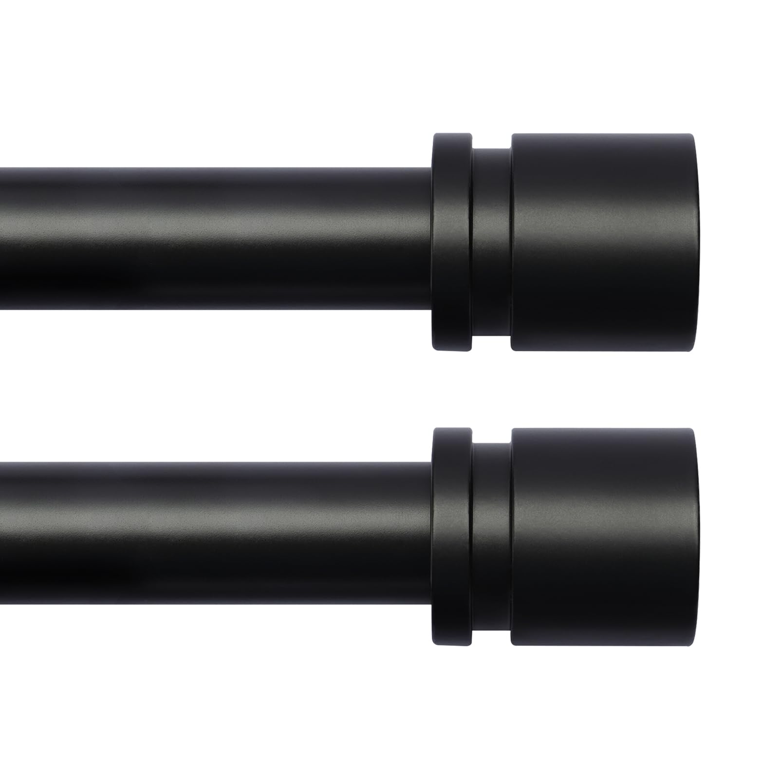 Byondeth Curtain Rods for Windows 16 to 144 Inches 2 Pack Adjustable Length 1 Inch Diameter Window Curtain Rod with Aluminium Finials, Black