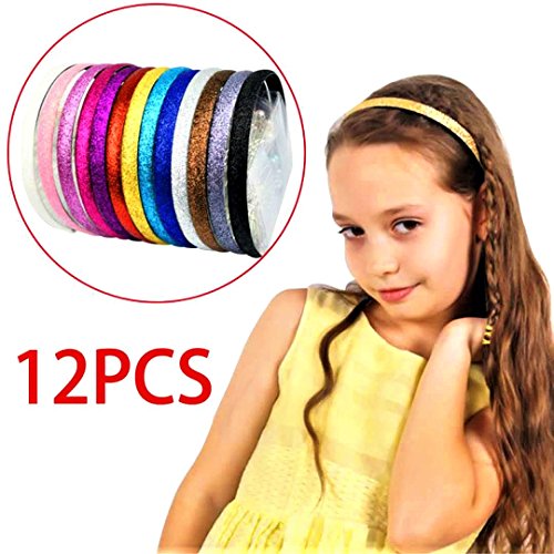 GuoZhiXin Glitter Covered Plastic Headbands With Teeth for Baby Teen Kid GIRLS Adult Dancing/Cheer Leading(12pcs1/2" Glitter Sparkle))