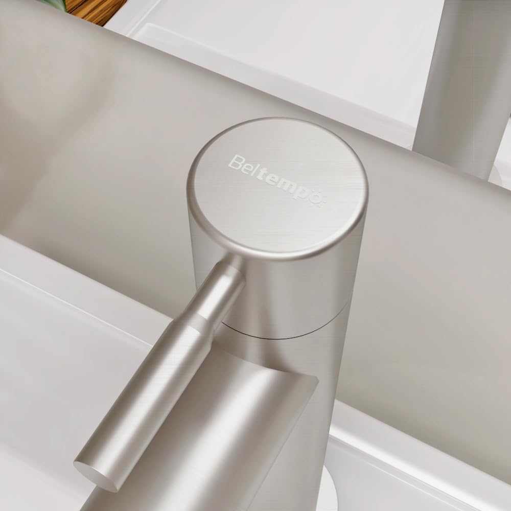 Torneira Para Banheiro De Mesa Bica Baixa 1/4 De Volta Aço Inox 304 Escovado Elegance Beltempo