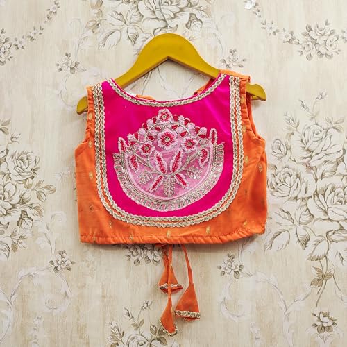 Image of Kids Traditional Lehenga Choli Set with Embroidered Pink Choli & Dupatta