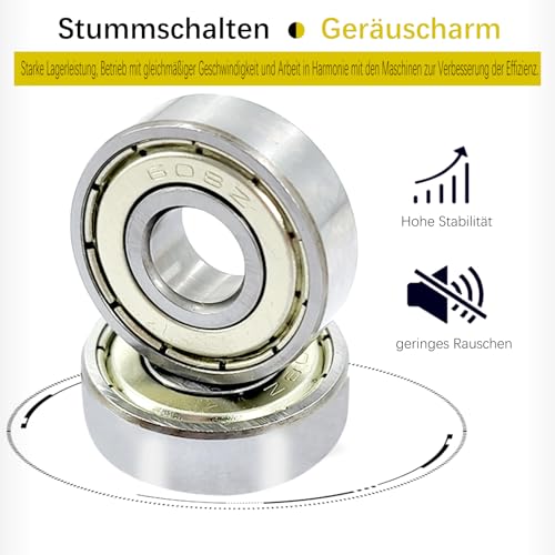DITK-U 10 Stück 608z Miniaturkugellager Stahl Kugellager Rillenkugellager Doppelt Versiegelt Edelstahl Kugellager für Skateboards, Roller, Inline Skates, 8mm x 22mm x 7mm
