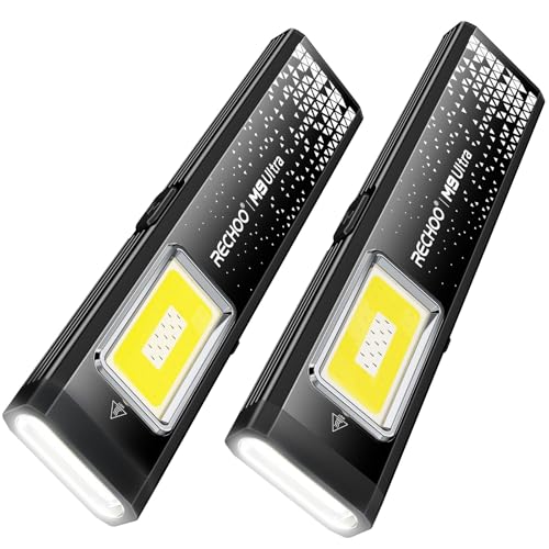 RECHOO Rechargeable Flashlights High Lumens 2Pack, Magnetic EDC Flashlight with Clip, 8 Modes