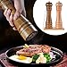 SZUAH Salt and Pepper Grinders, Oak Wooden Salt and Pepper Mills Shakers with Cleaning Brush & Wood Stand, Ceramic Rotor with Strong Adjustable Coarseness[Set of 2]