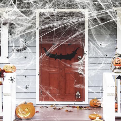 1200-sqft-Halloween-Spider-Webs-and-50pcs-Fake-Spiders-Super-Stretch-Cobwebs-Party-Decorate-for-Halloween-Theme-Indoor-and-Outdoor-Decoration