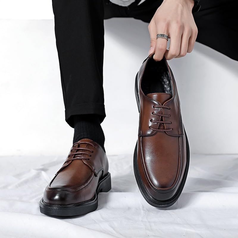 Outdoor Dress Formal Shoes for Mens Pu Leather Lace-up Brogue Business Working Office Anti-Slip Rubber Sole Slip Resistant Block Heel Shoe2