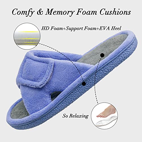 Magtoe Adjustable Open Toe House Slippers for Women Memory Foam Indoor Slip on Slides Sandals Lady Home Shoes for Air Conditioning Room,Spa,Bedroom,All Seasons4